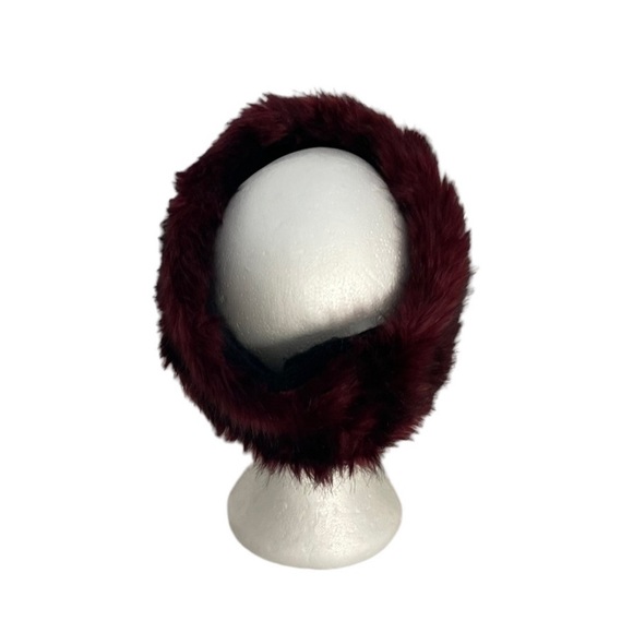 Aldo faux fur infinity black & wine color cozy cold weather head band ear cover - Picture 4 of 13